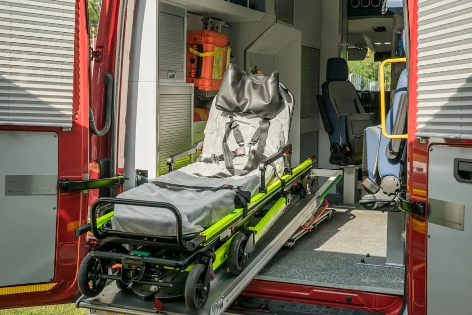 Medical stretcher in an ambulance