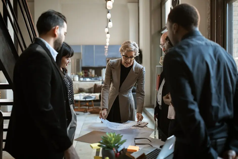 Team reviewing plans